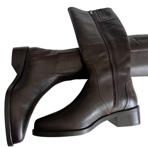 Aquatalia Womens Brown Leather Knee Boots/ size 7. Made in Italy. - Picture 3 of 7
